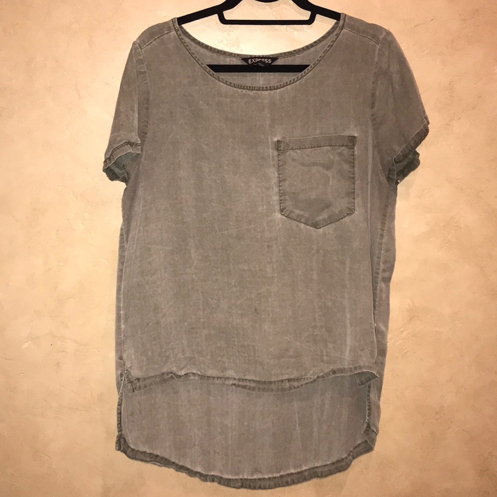 Express denim wash high low top